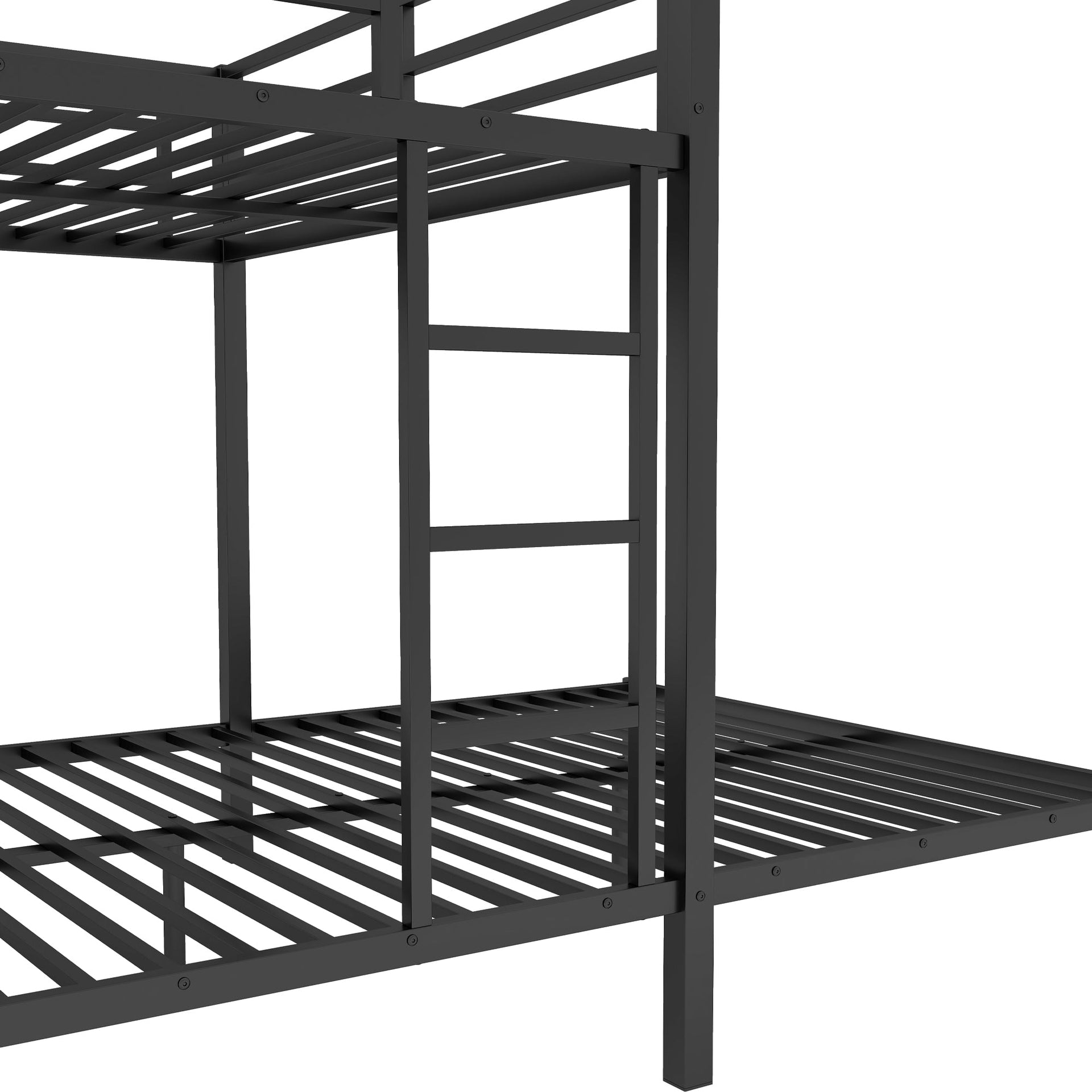 Queen Over Queen Size Bunk Bed Frame with Built-in Wardrobe
