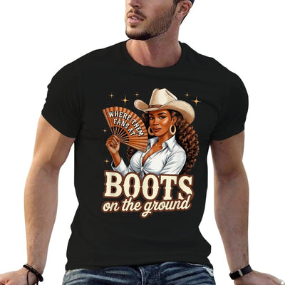 Boots On Ground Juneteenth Cowgirl Western Rodeo Black Women  Easy-care T-Shirt