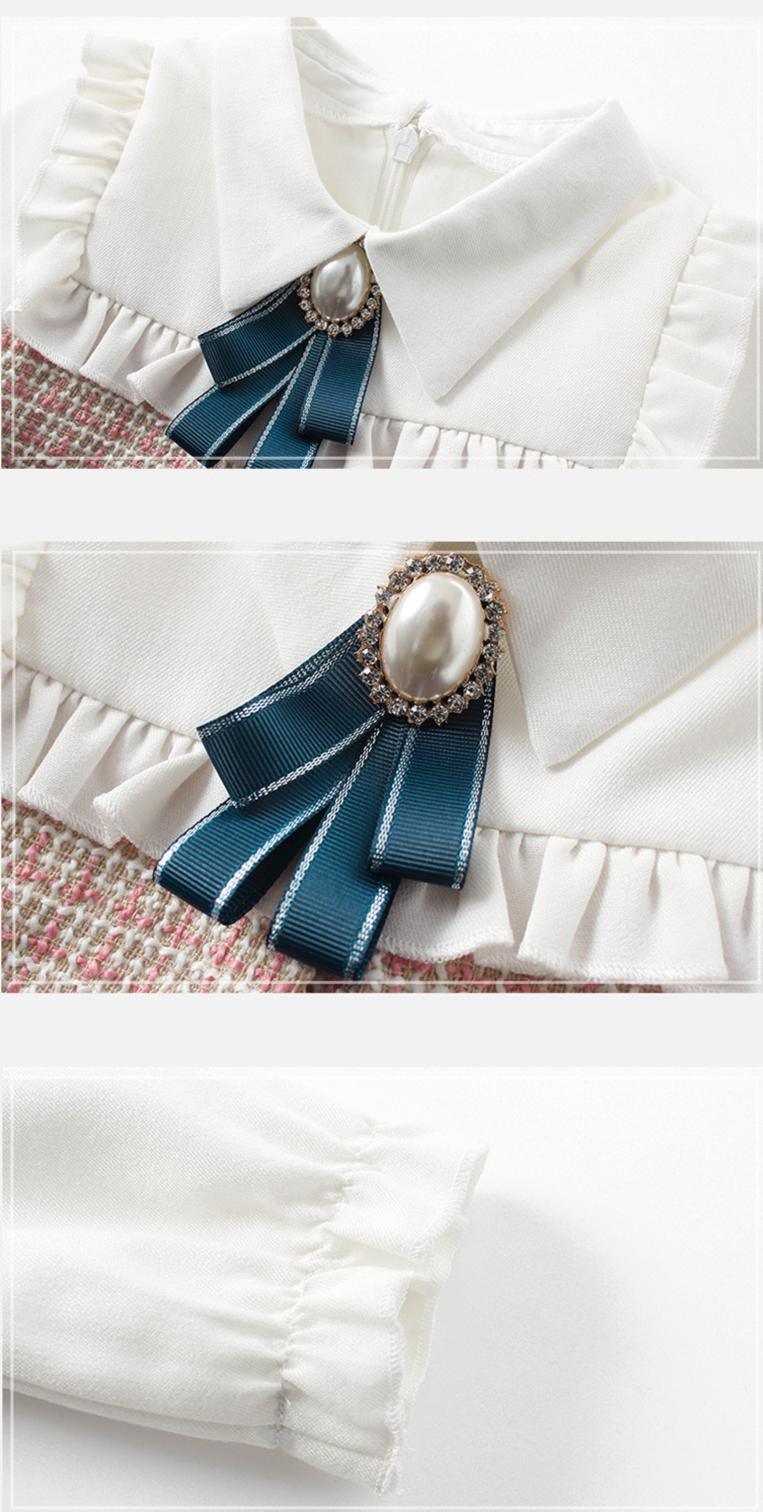 Modern Retro Vintage Handade Cute Newborn Infant Toddler Baby Girls Dress with A-line Lantern Sleeve For Girls Kids