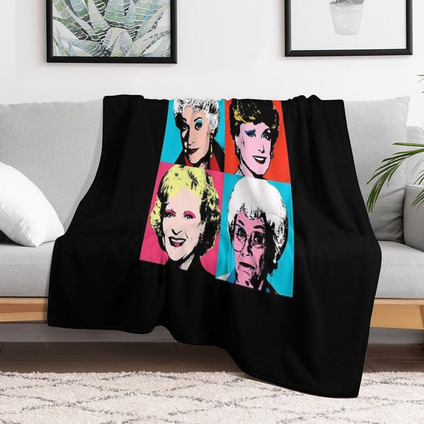 Golden Warhol Girls Easy Care Throw Blanket