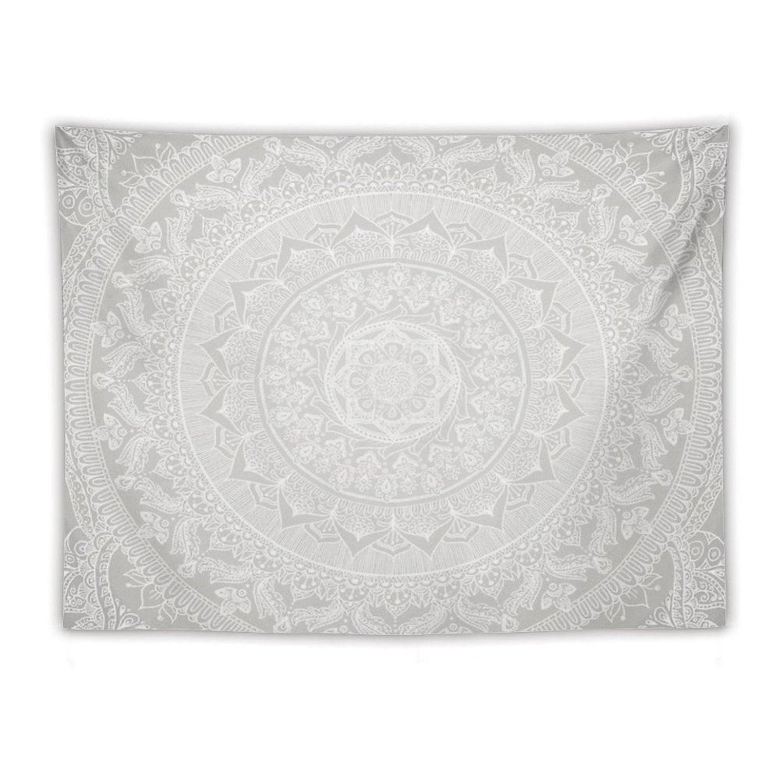 Mandala Soft Gray Tapestry