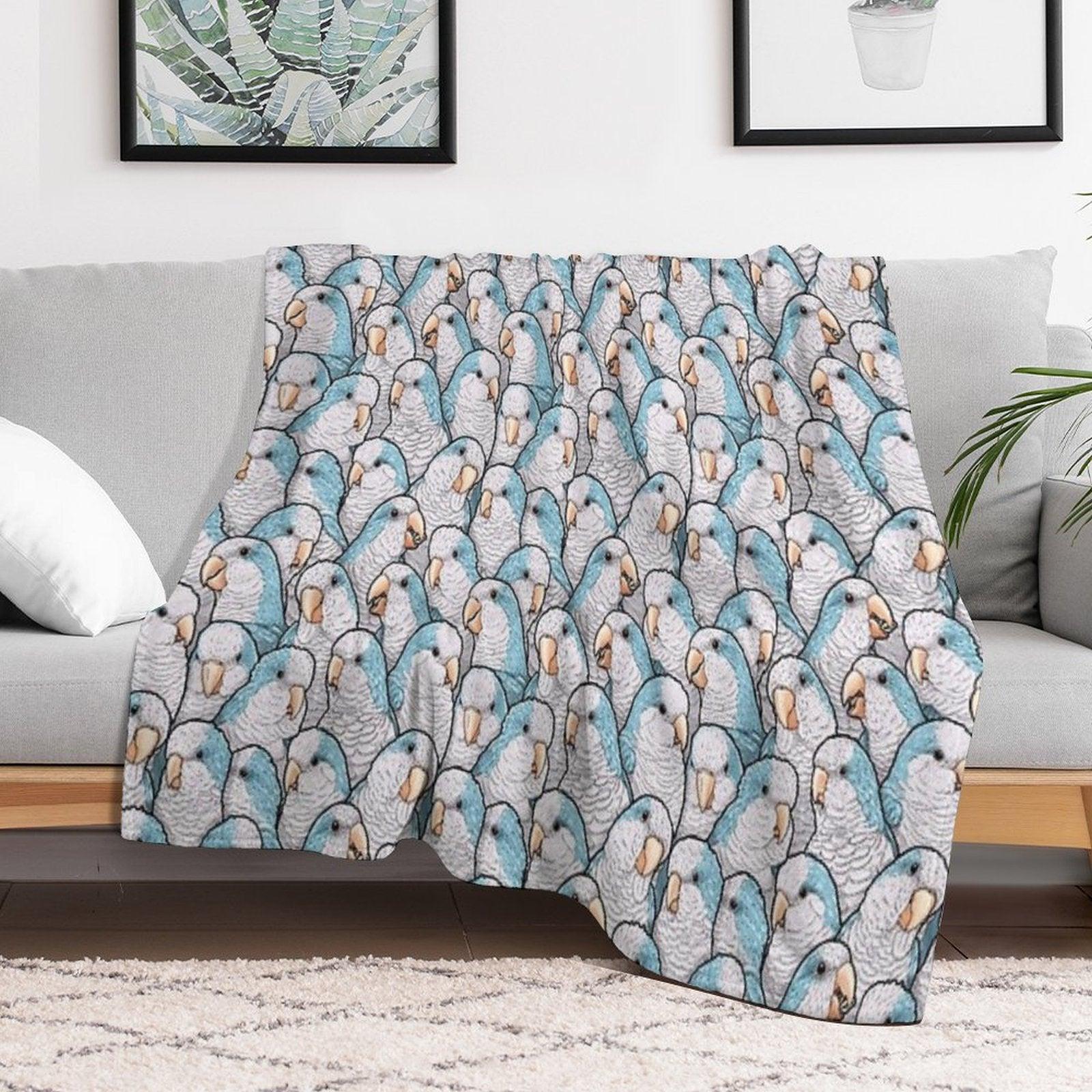 Blue Quaker Monk Parakeets Throw Blanket