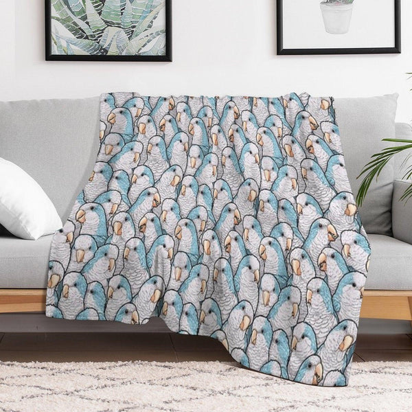 Blue Quaker Monk Parakeets Throw Blanket