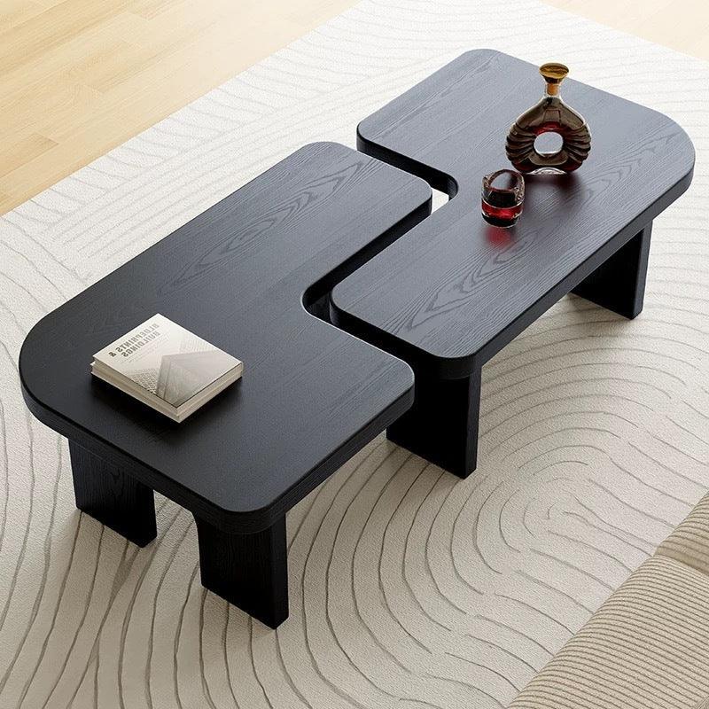 Modern Black Wooden Nesting Coffee Table Set