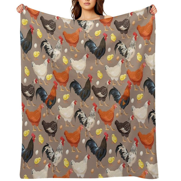 Chicken Colorfull Pattern All-season Throw Blanket