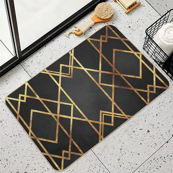 Black Gold Geometric Bath Mat