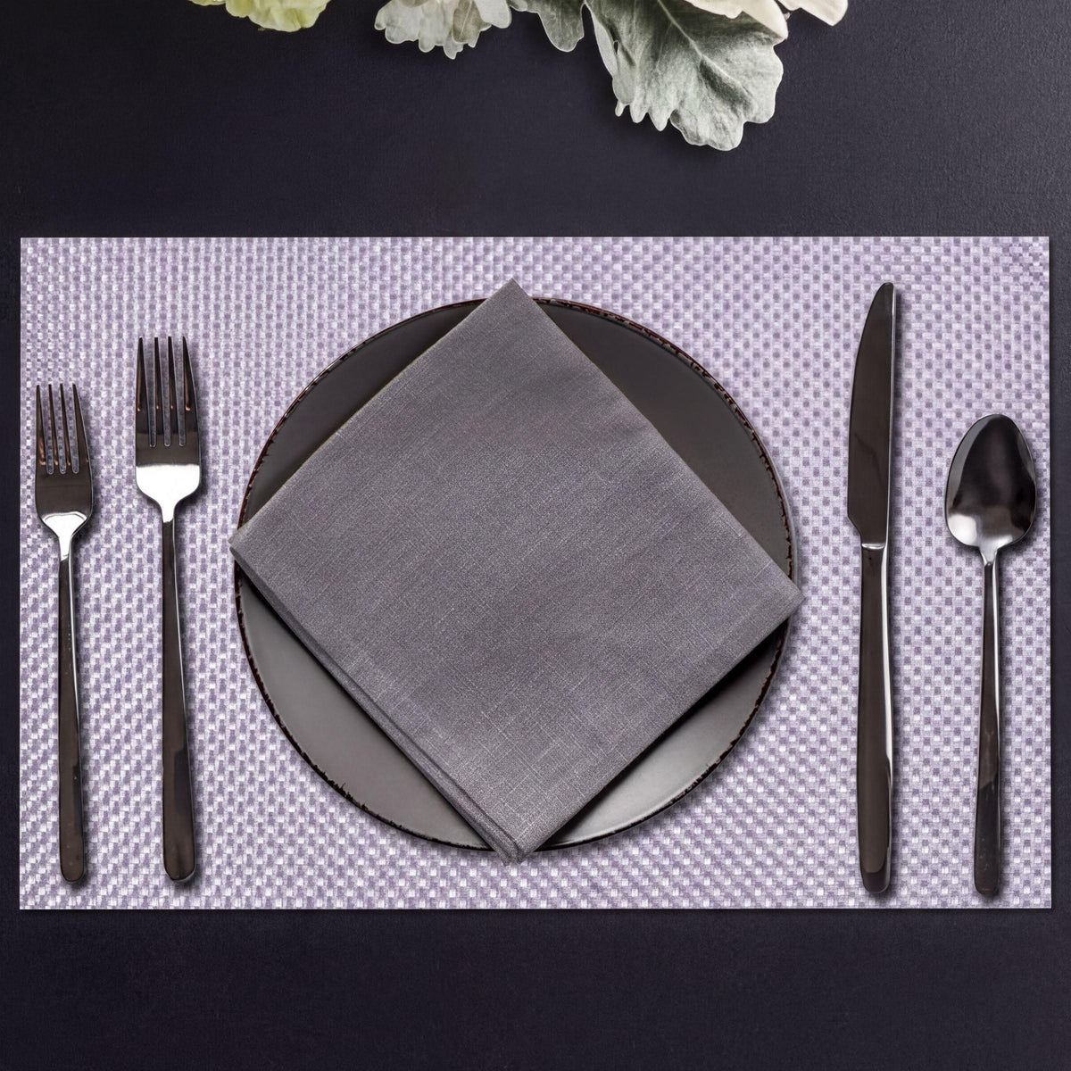 PVC Placemats - Silver Dining Table Mats | Heat Resistant Non Slip Indoor Outdoor
