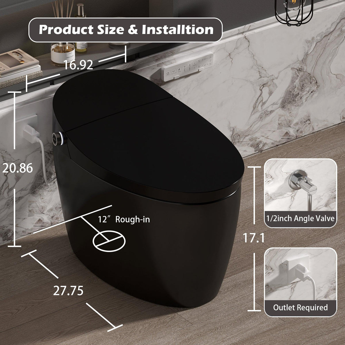 Smart Toilet with Bidet Built-In, ADA One-Piece