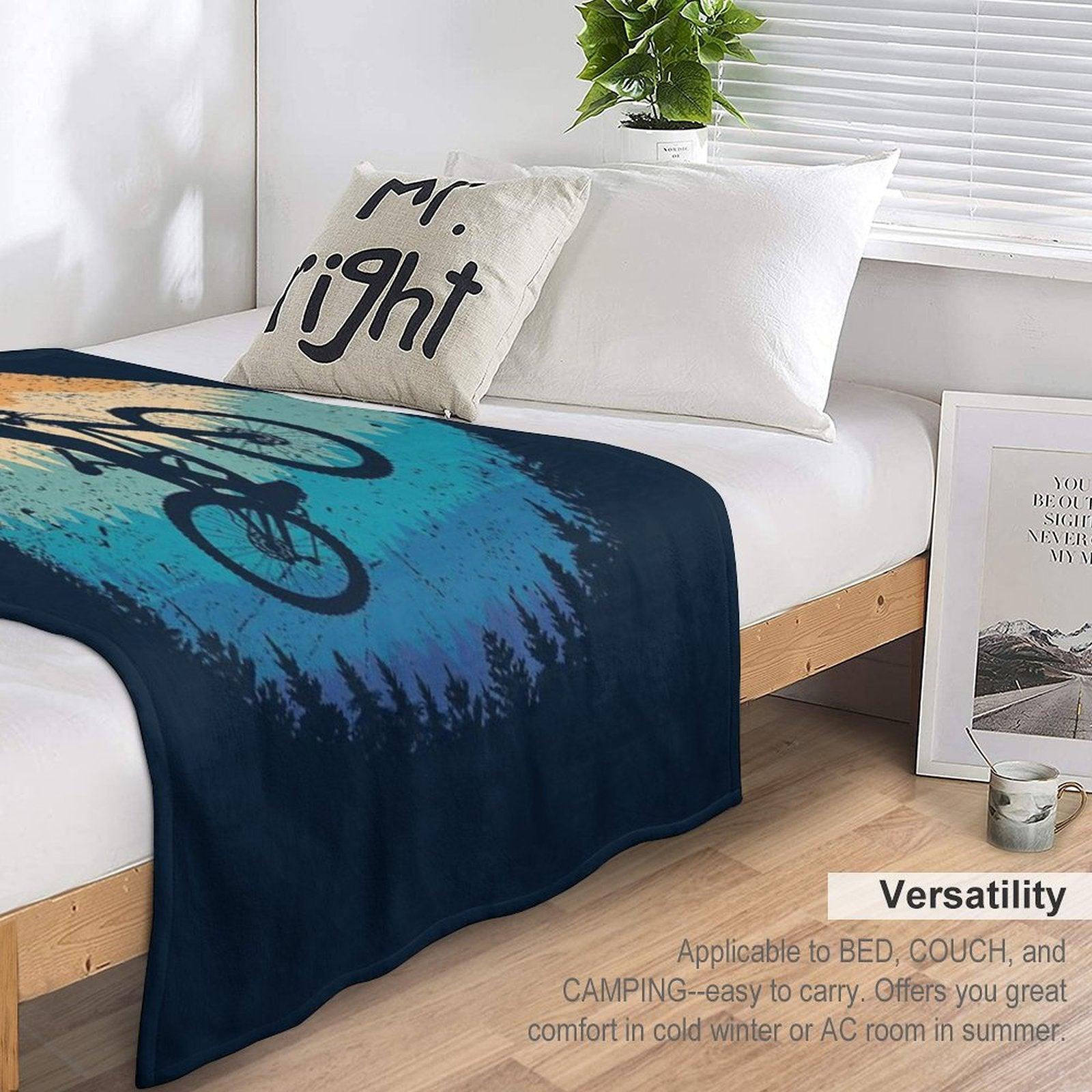 Mountain Biking Retro Throw Blanket