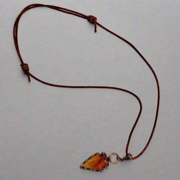Leather Carnelian Arrowhead Necklace Courageous Spirit | By Blackbird & Sage
