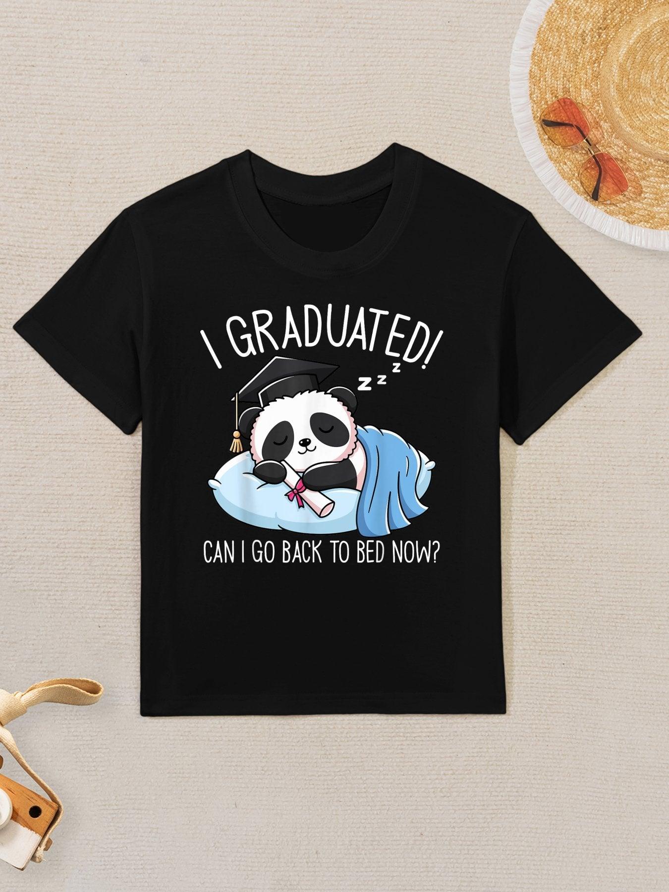 Graduation Funny I Graduated Can I Go Back To Bed Now Kids T-Shirt
