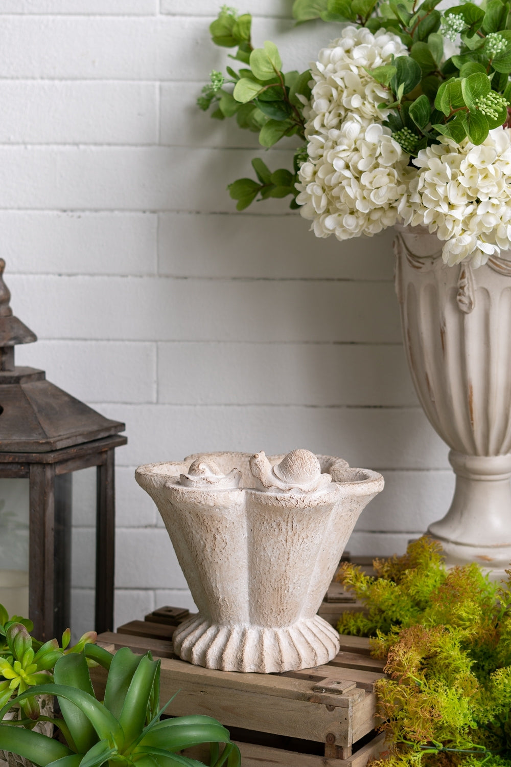 10x9.5x9' Sand and Cement Coral Planter with Textured Beige Finish