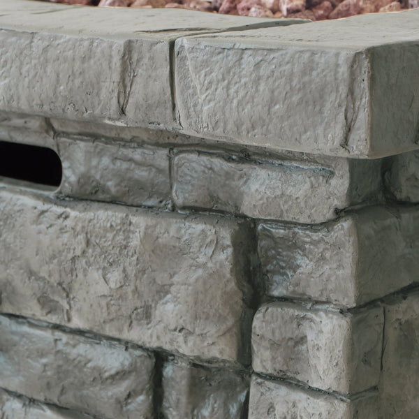 Outdoor Square MgO Propane Fire Pit 40,000 BTU Grey 30-Inch