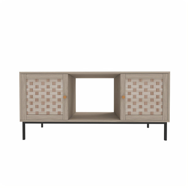 Elegant Veener Weaving Design Coffee Table with 4 Sliding Door BLAKHOM