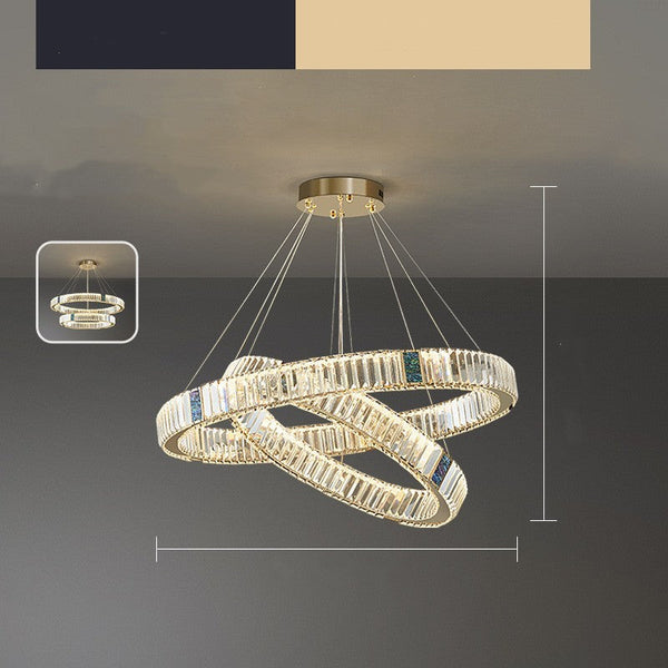 Light Luxury Crystal Living Room Chandelier Postmodern Round Stainless Steel Decorbites