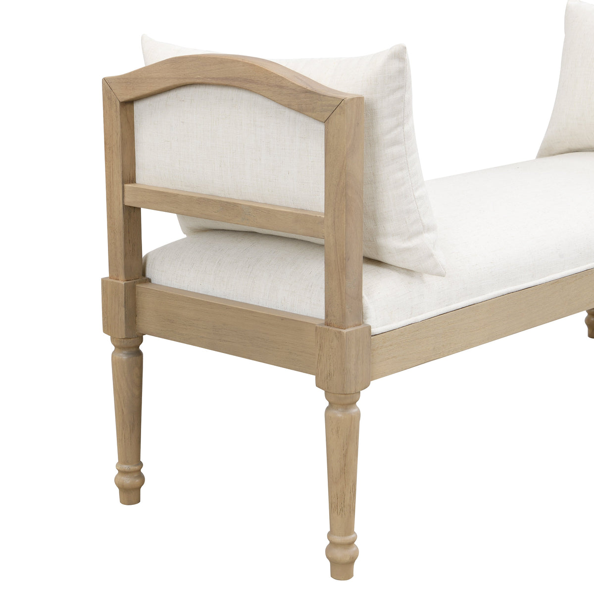 Upholstered Bench with Turned Legs & Side Cushions
