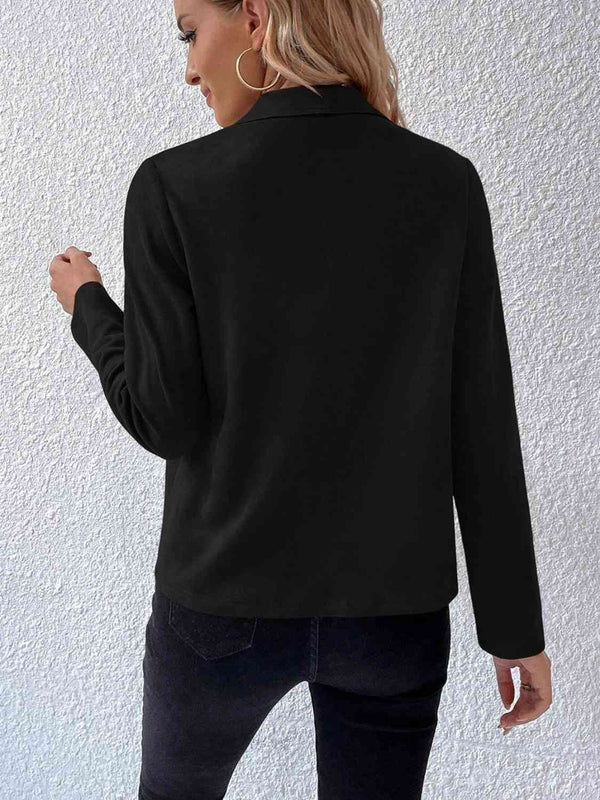 Classic Minimalist Collared Long Sleeve Jacket for Women – Minimalist & Lightweight Everyday Outerwear