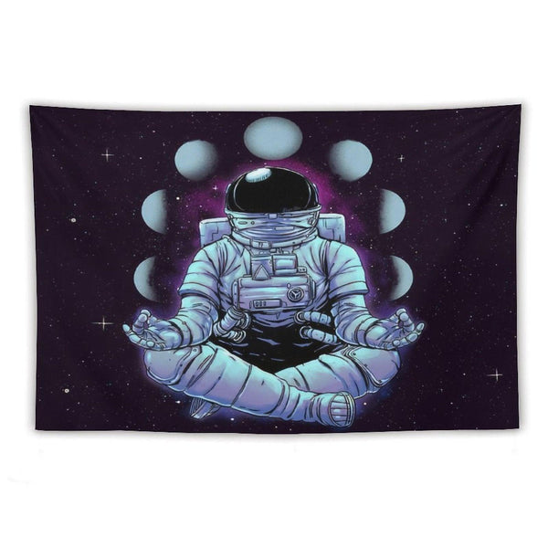 Astronaut Meditation Moon Phases Tapestry
