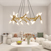 Modern Branch Chandelier with Frosted Tubes, Adjustable Height Pendant Light for Dining