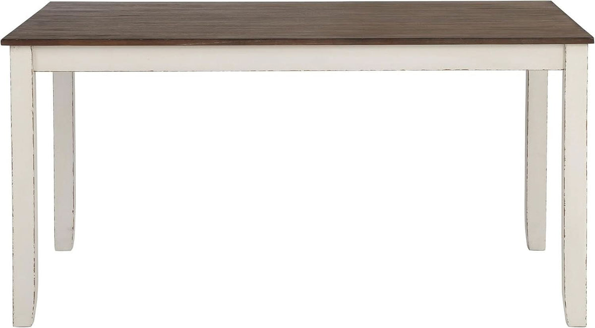 Seven Piece Rectangular Dining Table Set Two Tone Finish