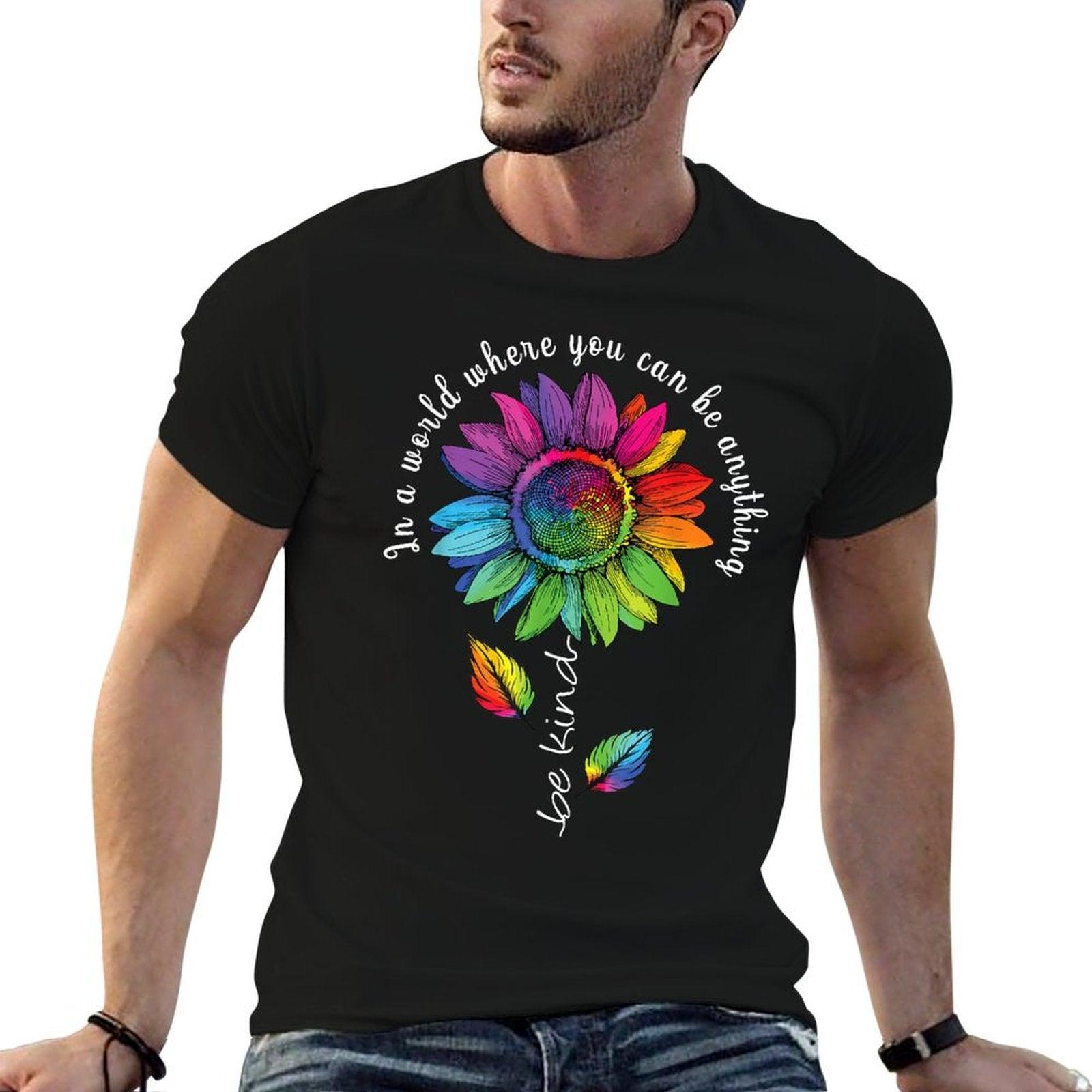 LGBTQ Rainbow Sunflower Be Kind Gay Love Pride Flower  Slim-fit Cut T-Shirt