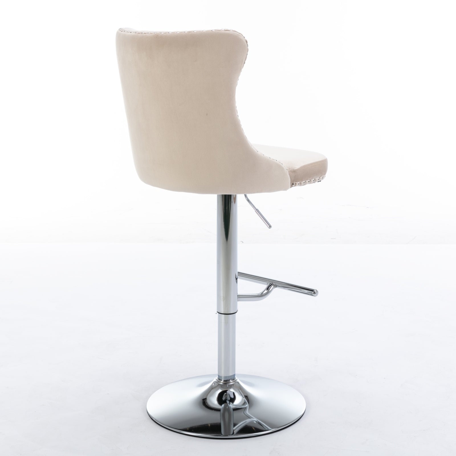 Modern Velvet Swivel Barstools with Adjustable Seat Height and Chrome Base
