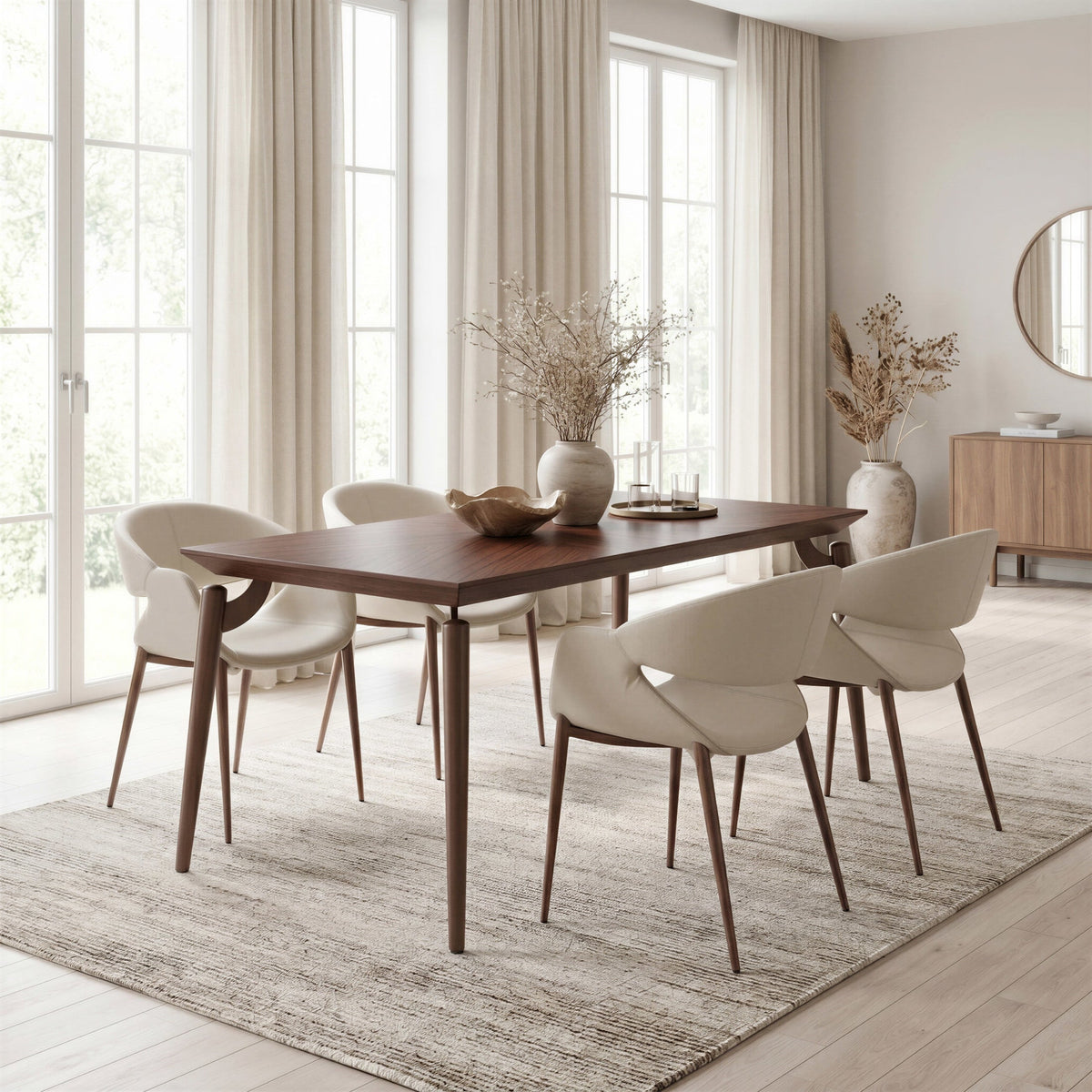 Limay Dining Chair (Set of 2) Beige & Walnut