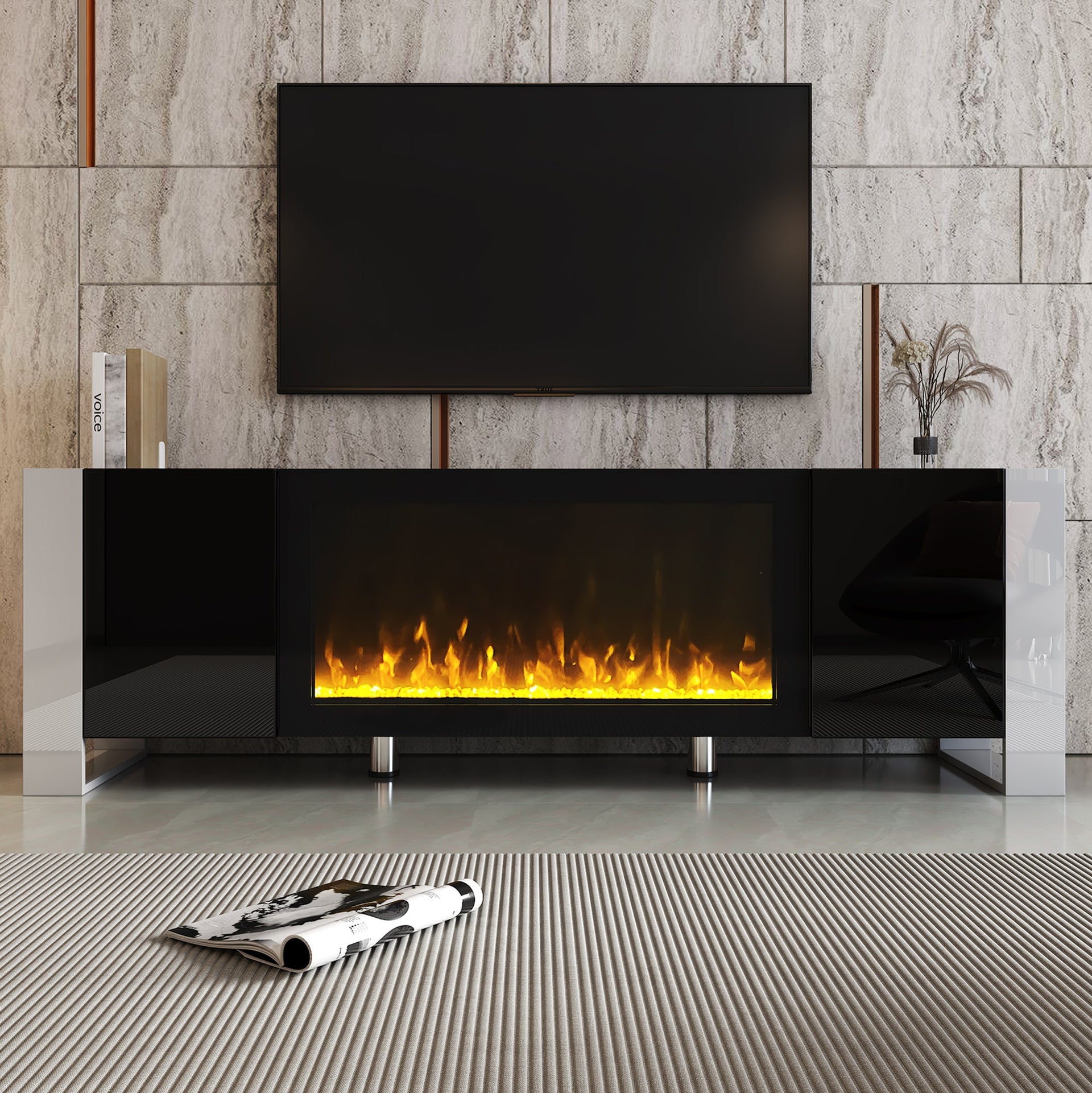 Modern TV Stand with 34.2' Non-heating Electric Fireplace