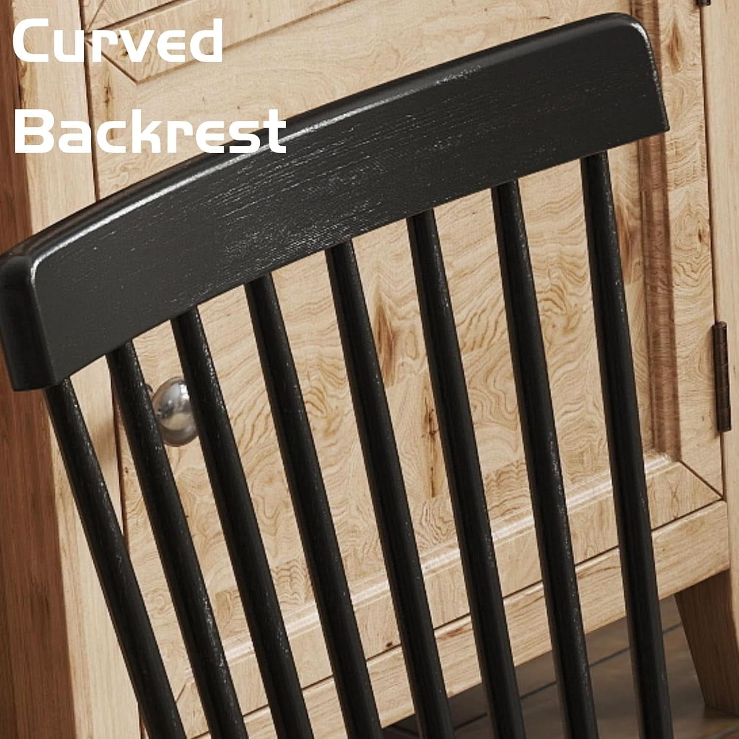 Windsor Spindle Back Dining Chair Armless Black Wood