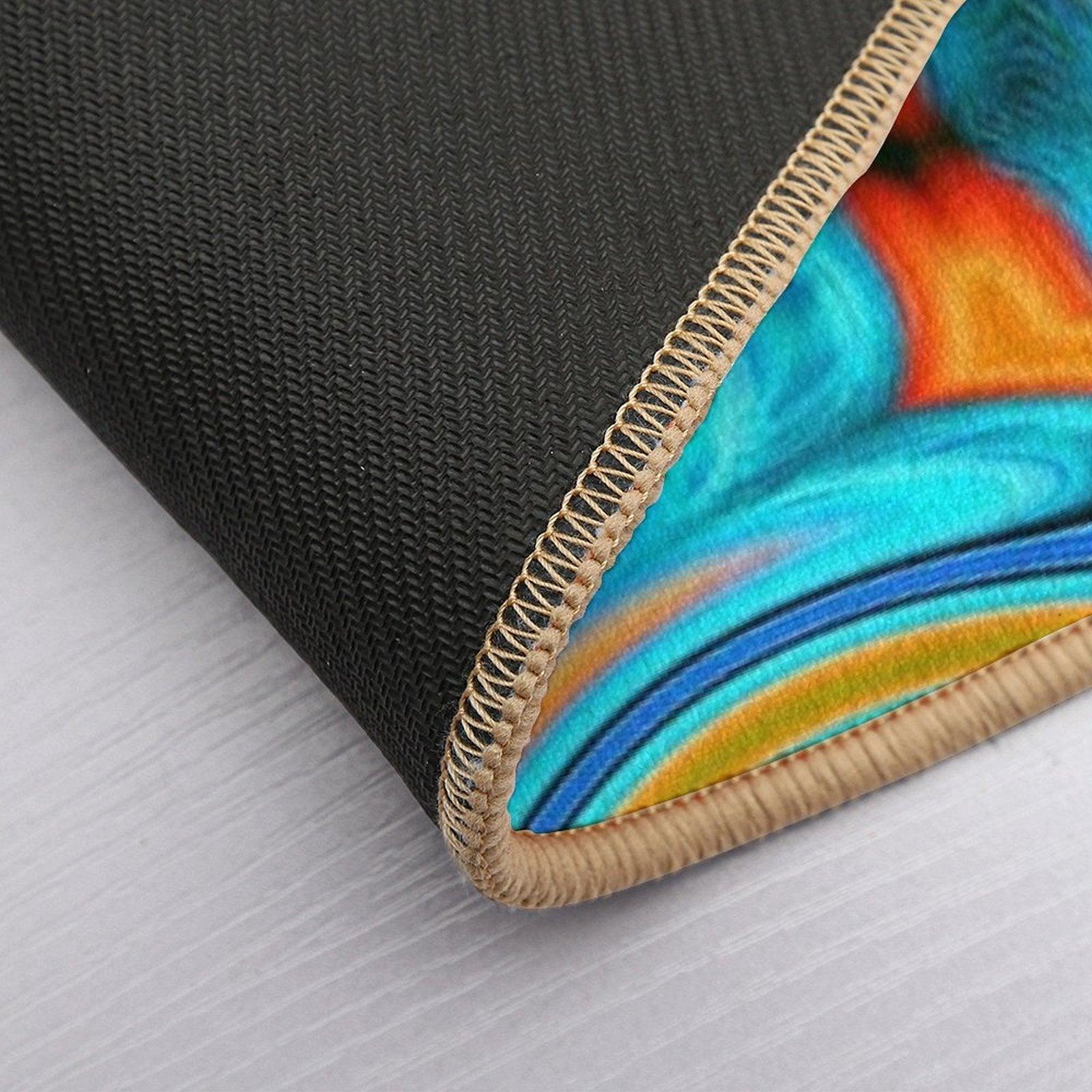 Vivid Modern Southwest Hipster Turquoise Orange Swirls Bath Mat