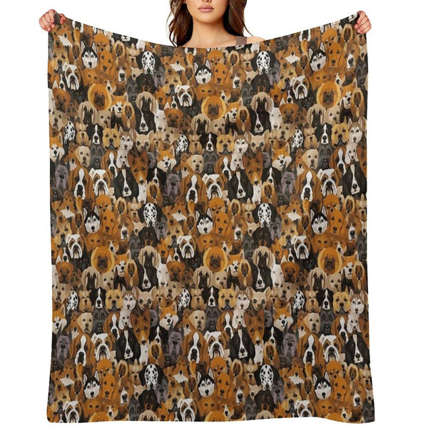 Watercolor Dog Pattern Shrink-resistant Throw Blanket