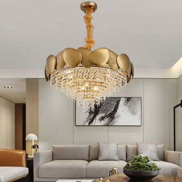 Stainless Steel Living Room Ceiling Crystal Chandelier Decorbites