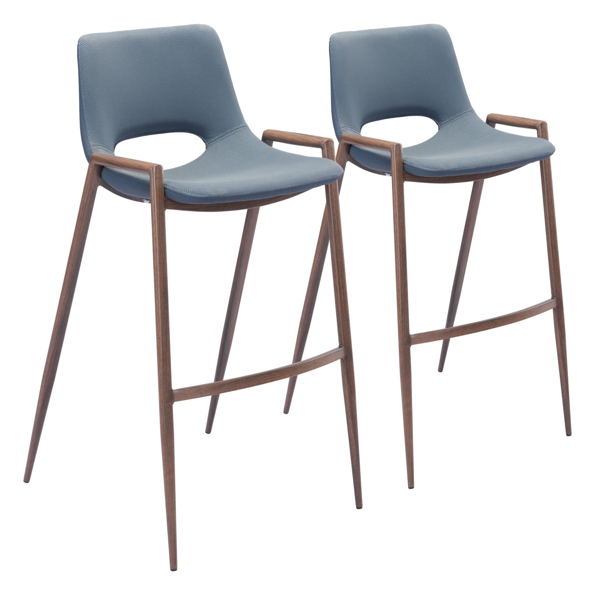 Desi Barstool (Set of 2) Azure Gray & Walnut