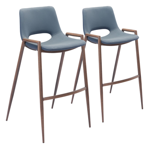 Desi Barstool (Set of 2) Azure Gray & Walnut