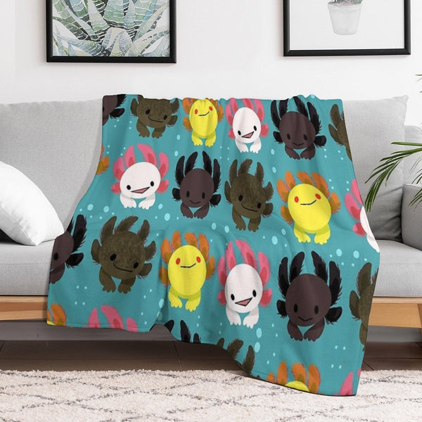 Axolotl Squad Sustainable Throw Blanket