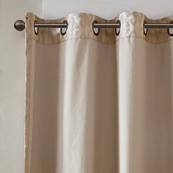 Mirage Knitted Jacquard Damask Total Blackout Grommet Top Curtain Panel by SunSmart - Gifts for You 'n Me