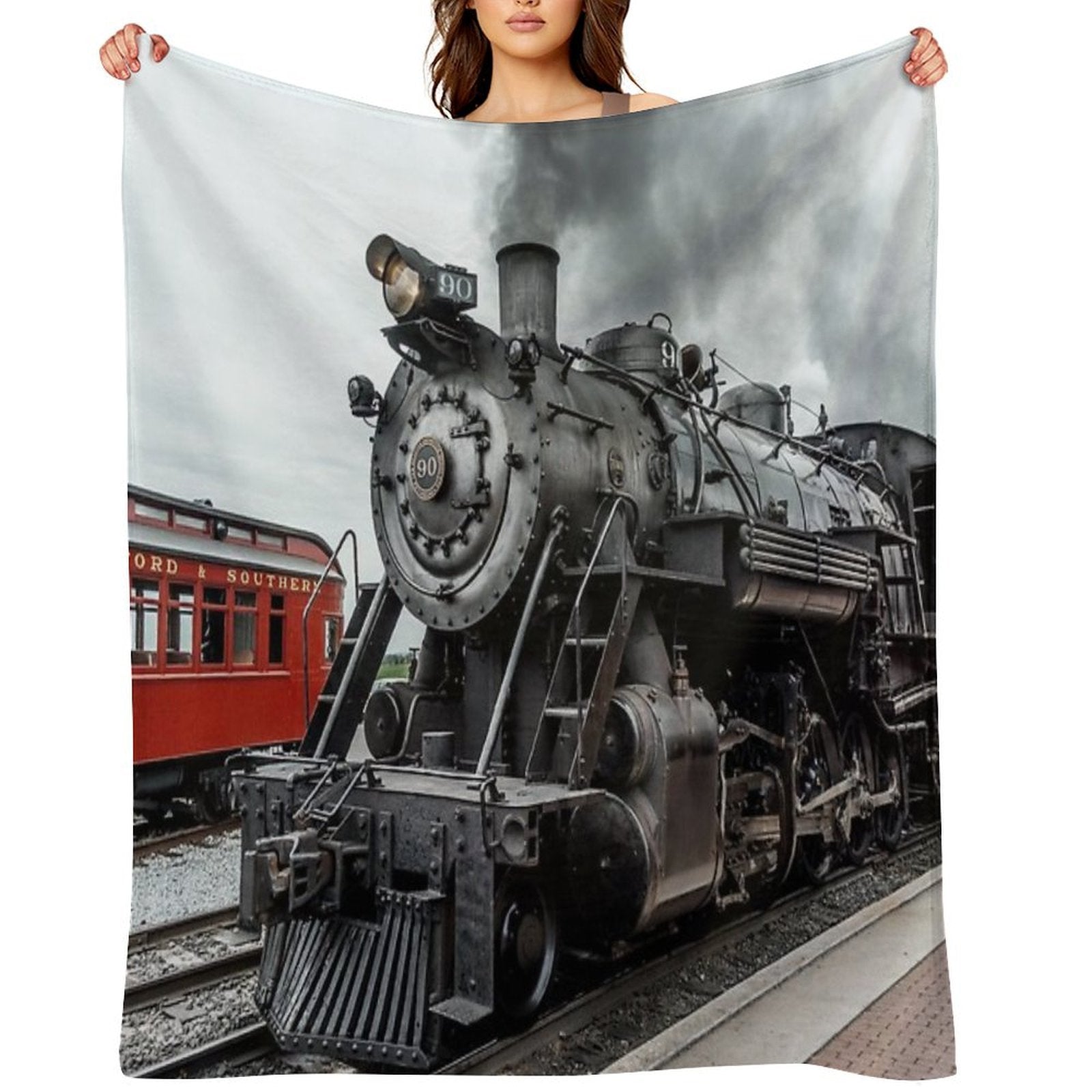 Strasburg Locomotive Anti-pilling Throw Blanket