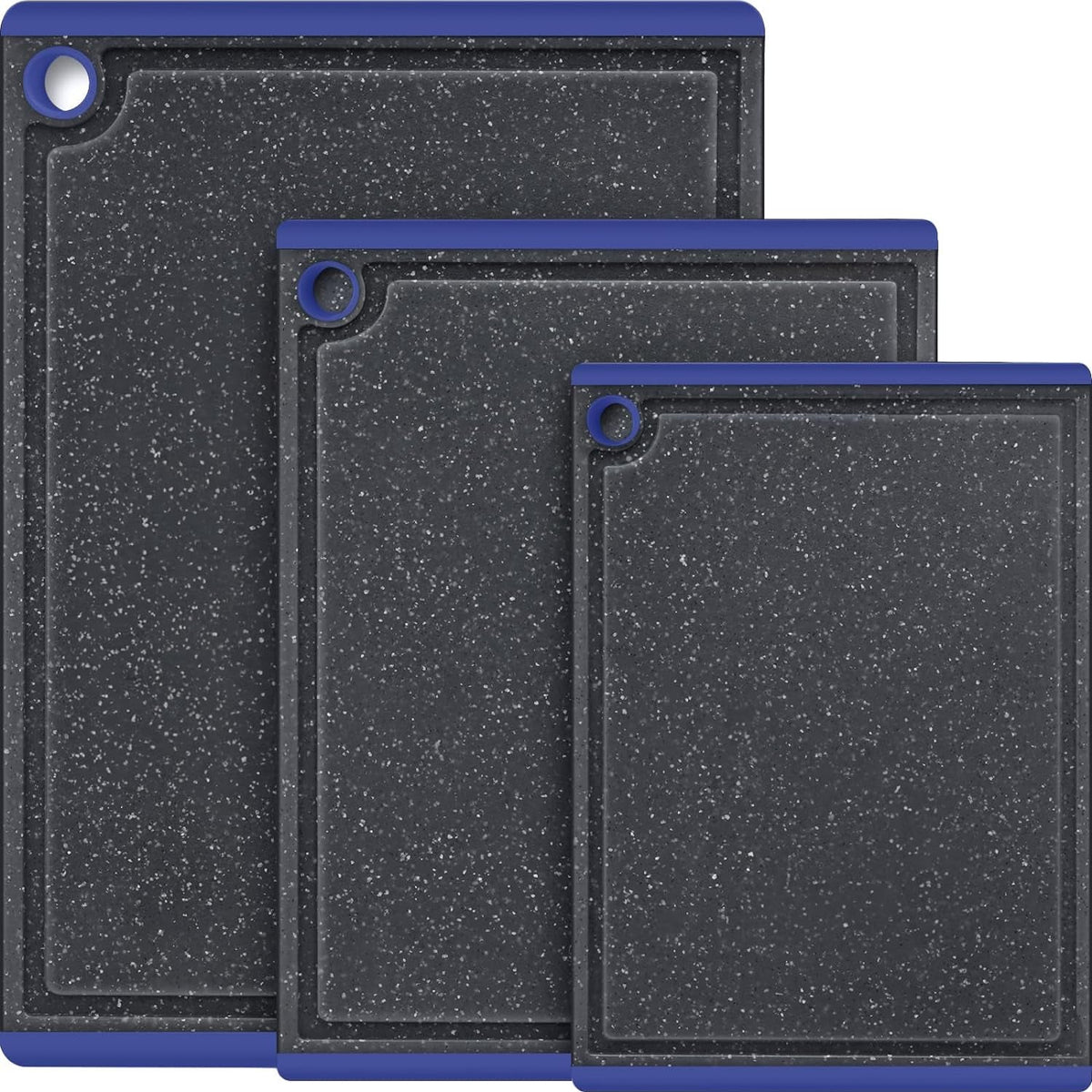 3-Piece Large Plastic Cutting Board Set with Non-Slip Feet and Juice Grooves