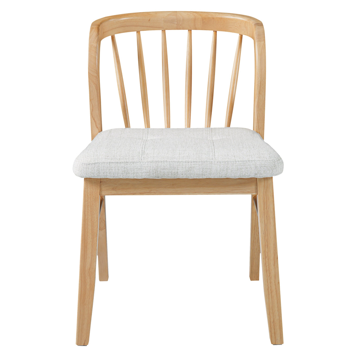 Mid-Century Modern Rubber Wood Dining Chair With Upholstered Seat (Set of 2)