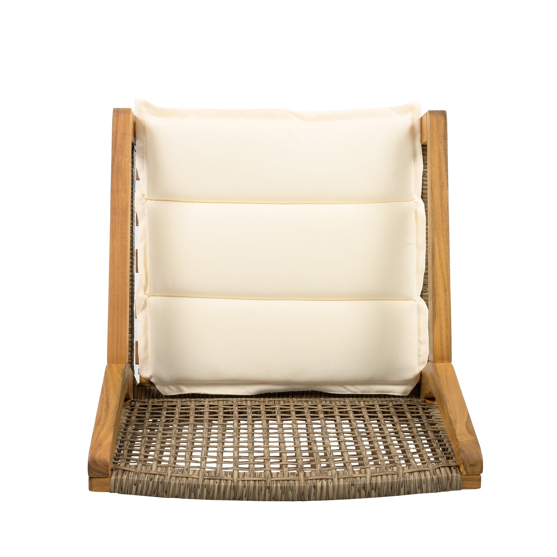 6 Outdoor Acacia Wood and Wicker Dining Chairs Set