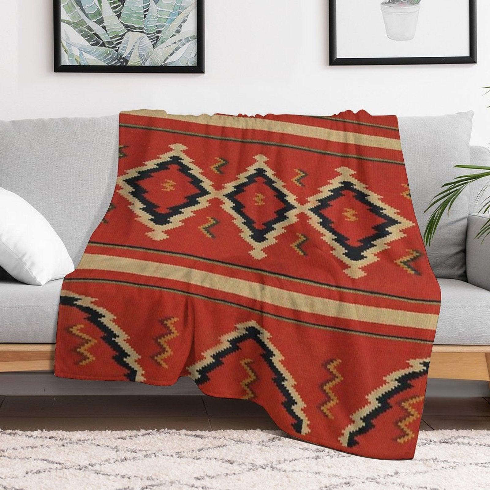 Navajo Textile  Native American Weaving Pattern 26 Throw Blanket
