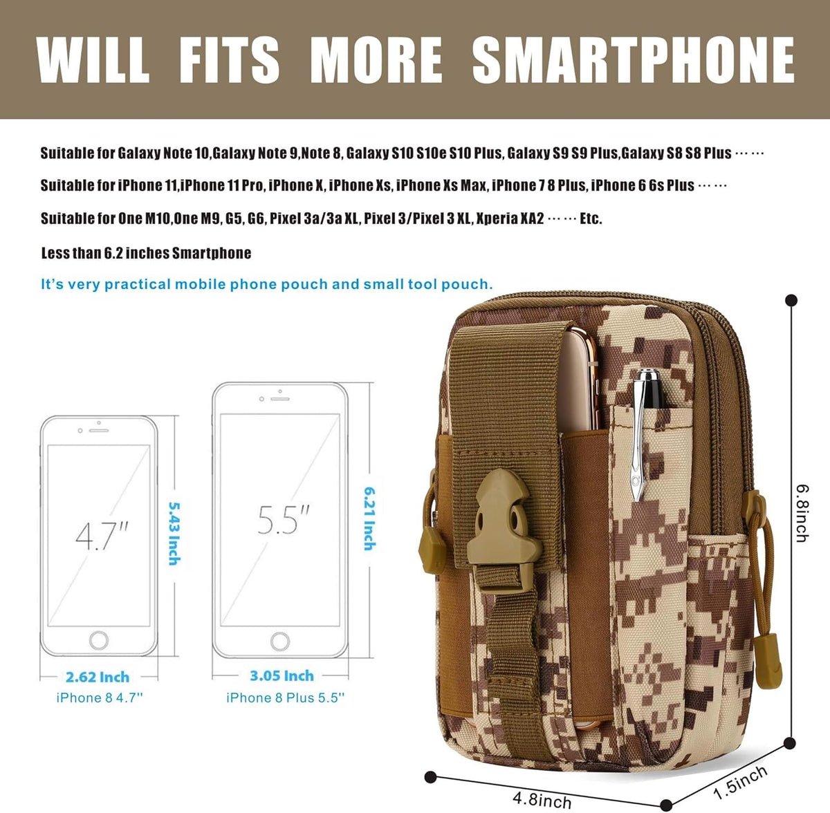 JupiterGear Tactical MOLLE Military Pouch Waist Bag for Hiking, Running and Outdoor Activities