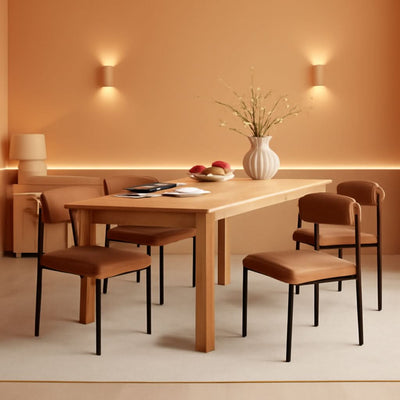 Brown Faux Leather Armless Upholstered Dining Chairs