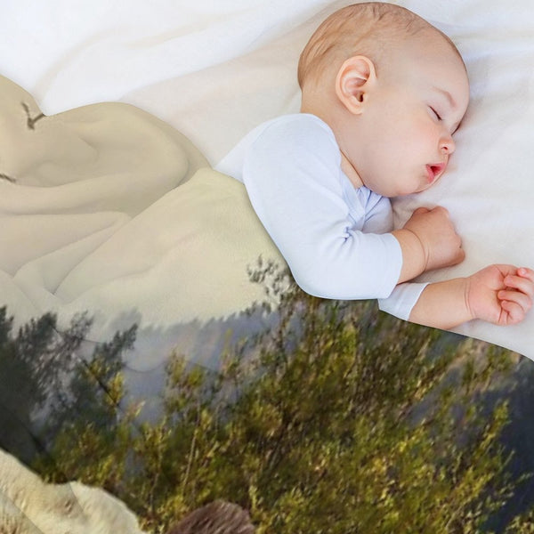 Brown Bear And Forest Sustainable Throw Blanket