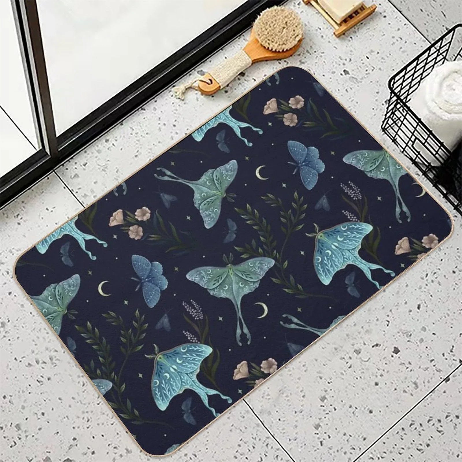 Luna Moth Pattern  Toxin-Free Bath Mat