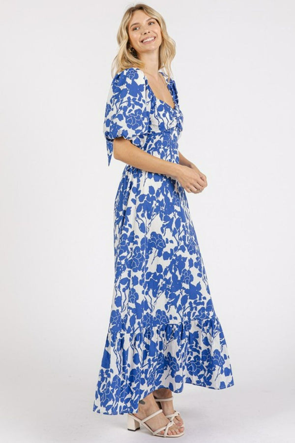New Summer Cutout Back Floral Sweetheart Neck Puff Sleeve Dress – Unique, Romantic and Trendy Floral Dress with Puff Sleeves and Cutout Back