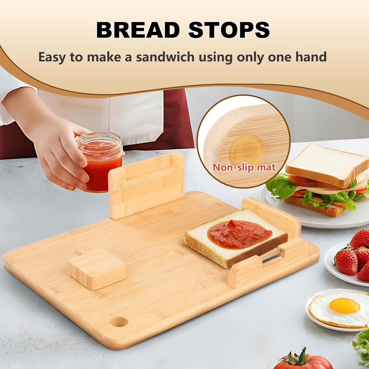 Adaptive One-Handed Bamboo Cutting Board with Spikes & Grater