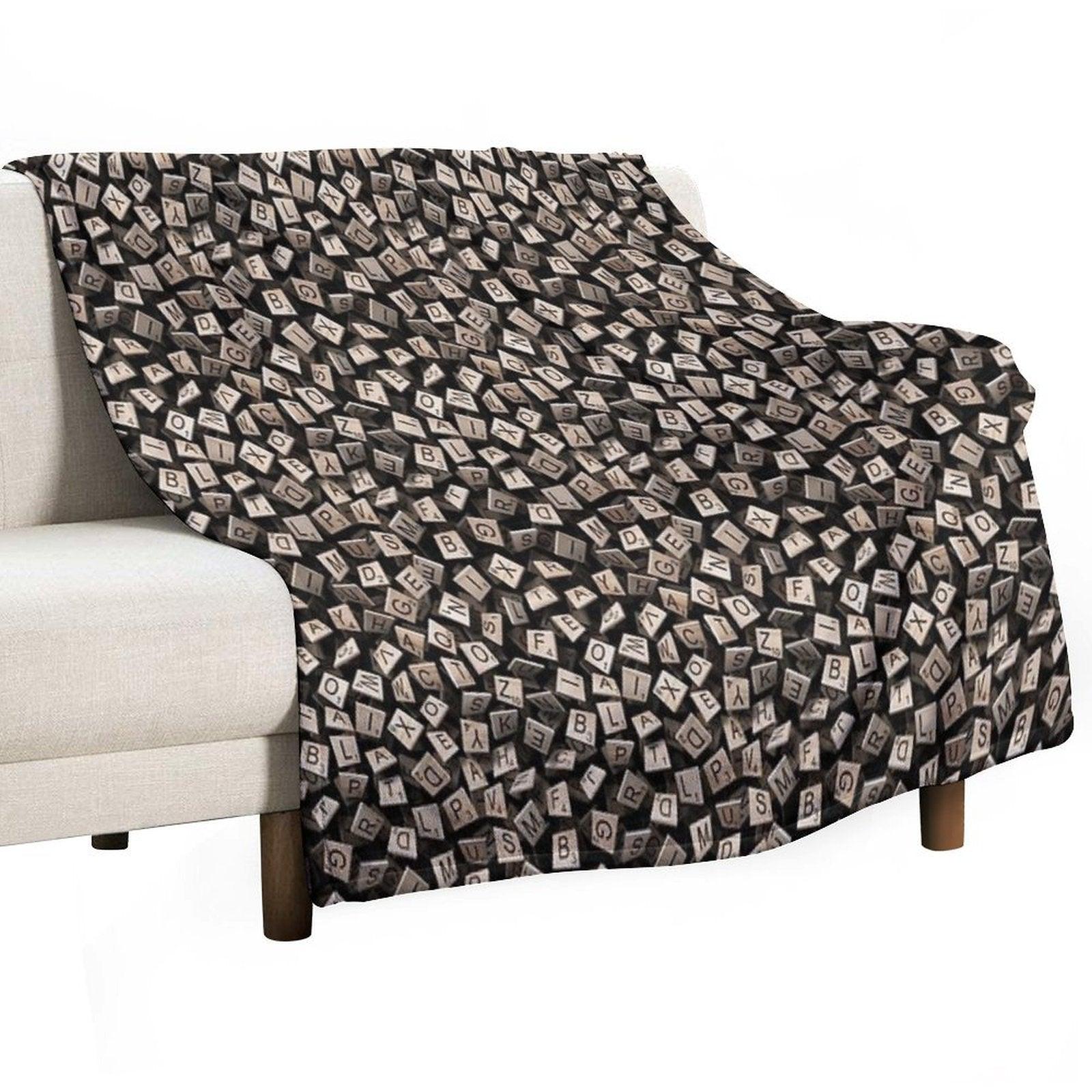 Scrabble Tile Madness Pattern Throw Blanket