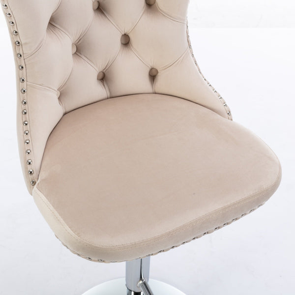 Modern Velvet Swivel Barstools with Adjustable Seat Height and Chrome Base