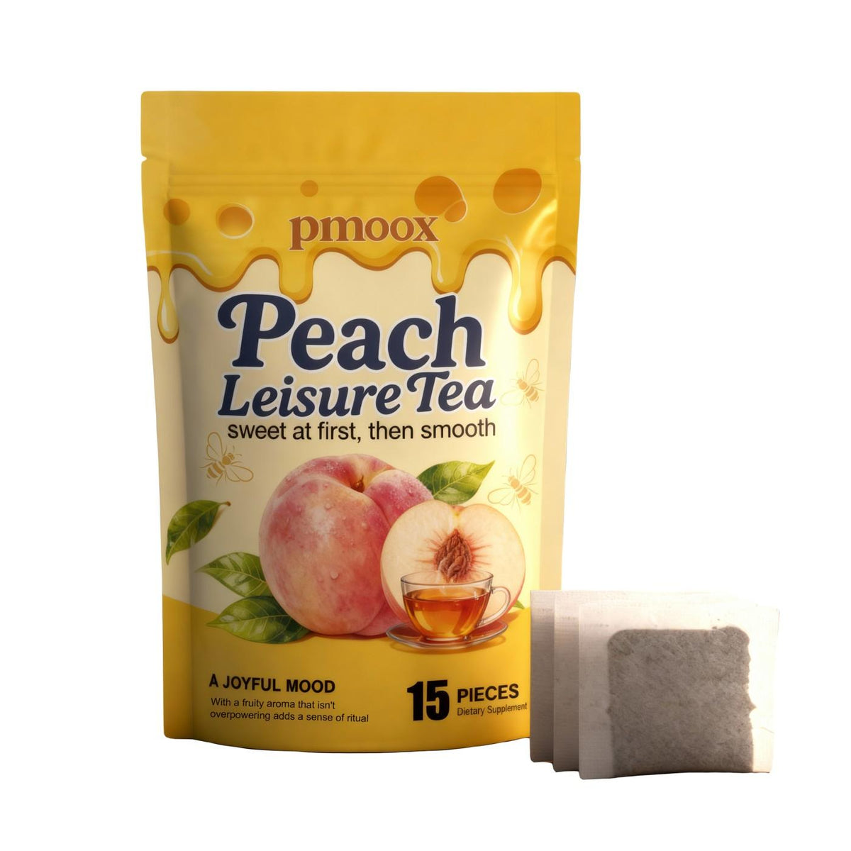 Fruit Leisure Black Tea – Real Blueberry or Peach Granules (15 Pieces)